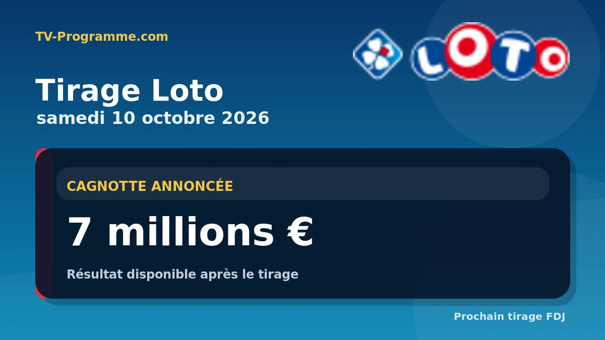 Tirage Loto du Samedi 24 octobre 2026 : cagnotte 2 millions